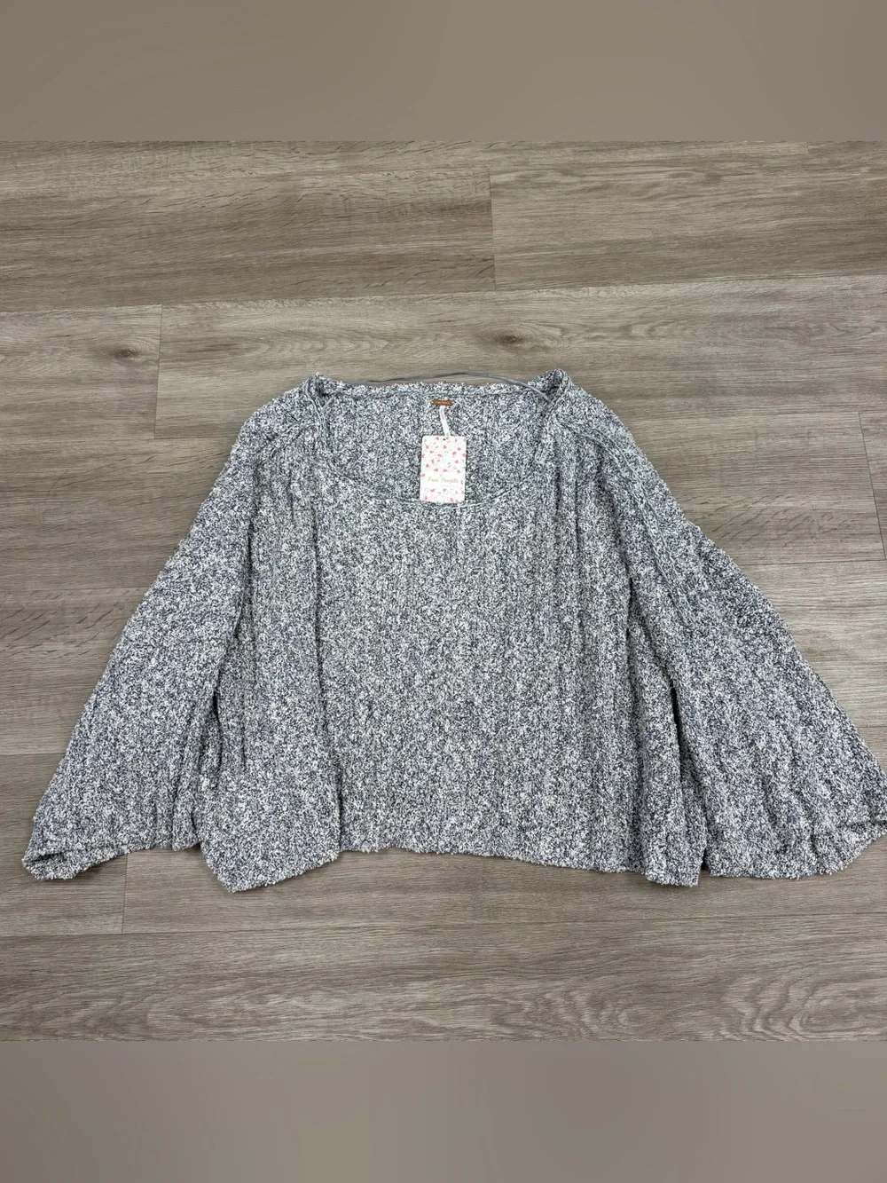 Free People Size Medium Good Day Pullover Sweater Charcoal Knit Oversized